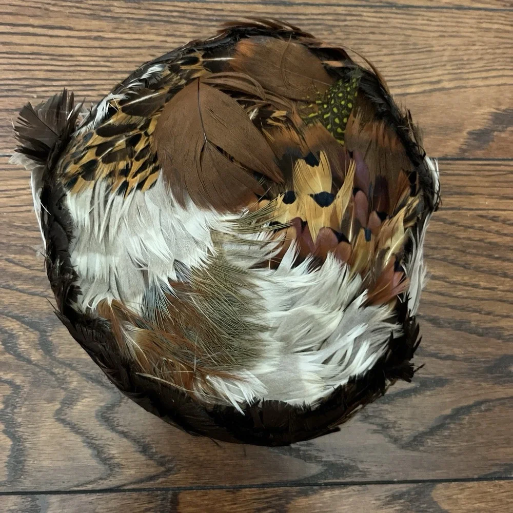 Vintage Art Deco MCM  Pheasant Feather Cap Valerie Modes EC OSFA Millinery Hat